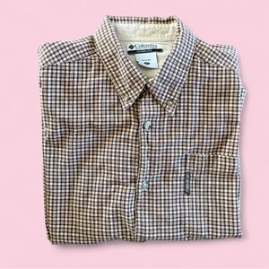 Columbia Sportswear Plaid Flannel Shirt Brown Check Outdoors Hiking | Men’s XL